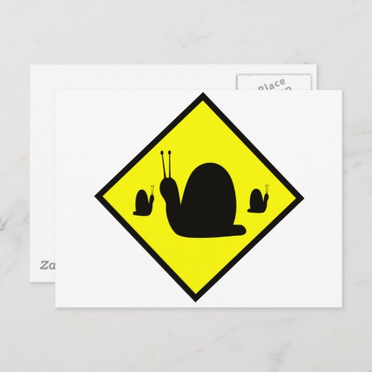 カタツムリ横断注意の標識 ポストカード (正面/裏面)