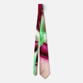 カタツムリ状のラインの華やかなピンクからグリーンへ、セピアへ ネクタイ (裏面)