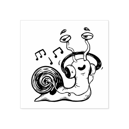 カタツムリ聞ーからミュージックウッドアートスタンプ ラバースタンプ (インプリント)