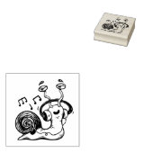 カタツムリ聞ーからミュージックウッドアートスタンプ ラバースタンプ (押印)