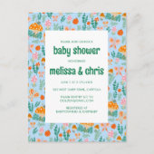 カタツムリ蝶かわいいカスタム赤ちゃんシャワー インビテーションポストカード (正面)