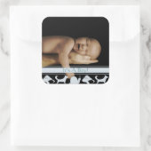 カタツムリ貝と子犬の尾の男の赤ちゃん写真 スクエアシール (バッグ)