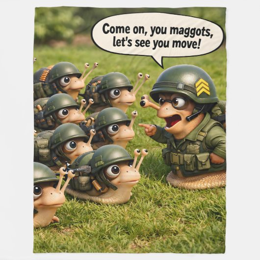 カタツムリ軍のドリル軍曹 フリースブランケット (正面)