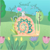 カタツムリ遠くにかわいいカタツムリ シール (正面)