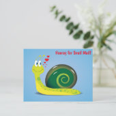 カタツムリ郵便かわいいおもしろいユーモアのあるレトロ ポストカード (スタンド正面)