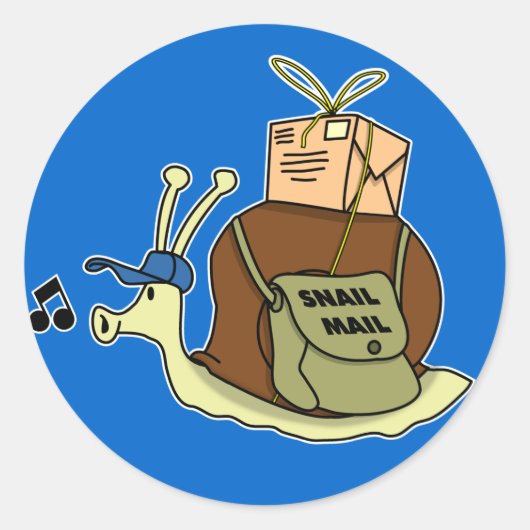 カタツムリ郵便のステッカー ラウンドシール (正面)