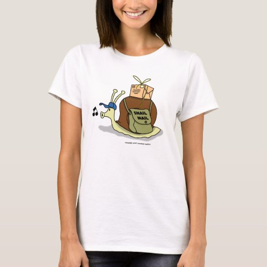 カタツムリ郵便レディースベビー人形(取り付け) Tシャツ (正面)