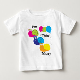 カタツムリ3本Tシャツとギフトが多い ベビーTシャツ