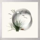 カタツムリ トンボ 水滴 アブストラクト ポスター (正面)