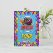 カタツムリ ユニーク 個性的な 誕生日 招待状 こども (スタンド正面)