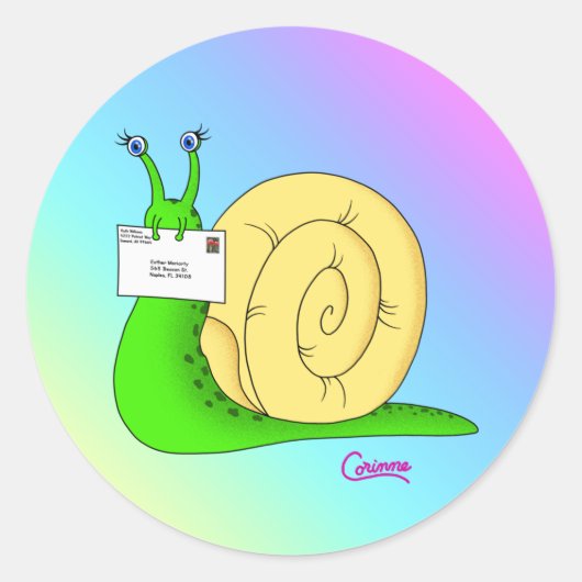 カタツムリ – 封筒シール ラウンドシール (正面)