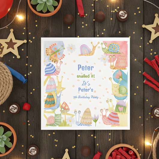 カタツムリ！水色カタツムリ スタンダードランチョンナプキン