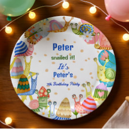 カタツムリ！水色カタツムリ ペーパープレート