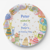 カタツムリ！水色カタツムリ ペーパープレート (正面)