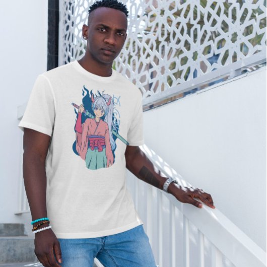 カタナを持つアニメガール Tシャツ