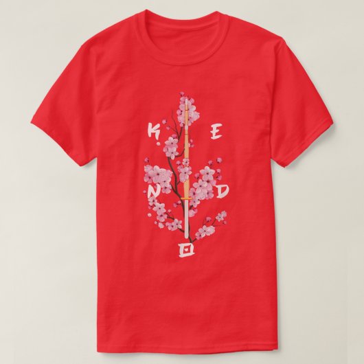 カタナ桜剣道日本の戦士サムライMarti Tシャツ (デザイン正面)