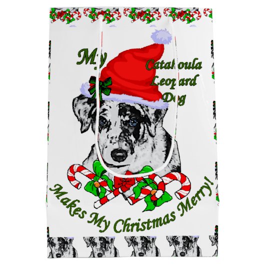 カタフラレオパード愛好家クリスマス ミディアムペーパーバッグ (裏面)