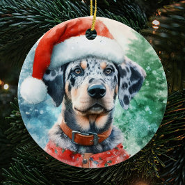 カタホウラヒョウ犬の水の色クリスマス セラミックオーナメント