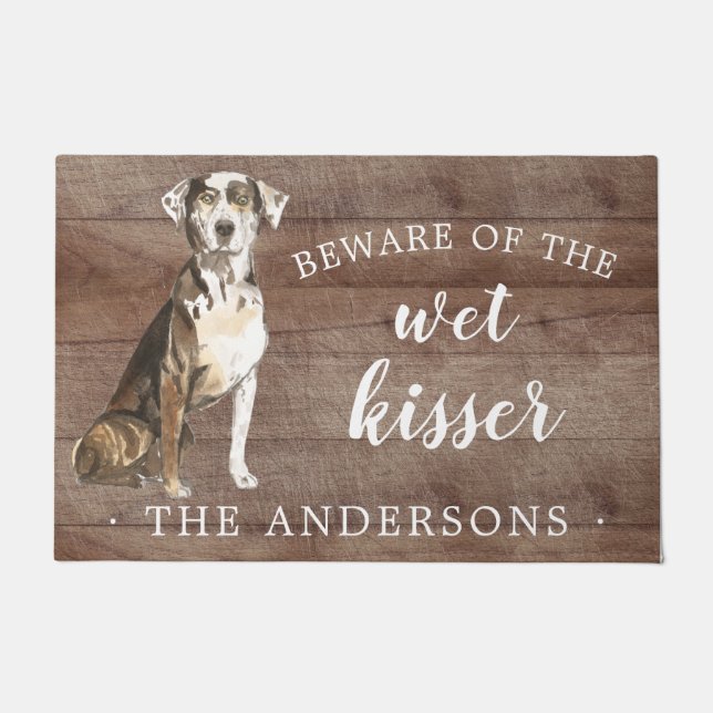 カタホウラヒョウ犬パーソナライズされたドアマット ドアマット (正面)