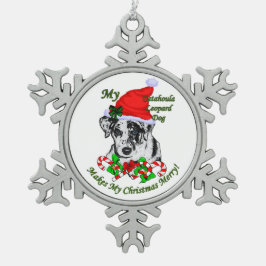 カタホラレオパドドッグクリスマス スノーフレークピューターオーナメント