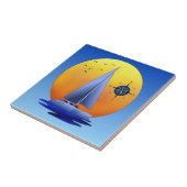 カタマランのヨットおよびコンパス面図 タイル (側面)