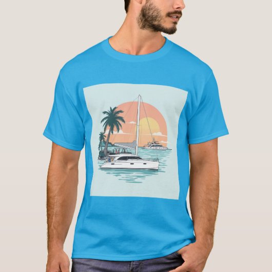 カタマランの夕日 Tシャツ (正面)