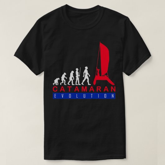 カタマランセーリングおもしろい進化 Tシャツ (デザイン正面)