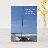 カタマランパーソナライズされたボート70誕生日 カード (黄色い花)