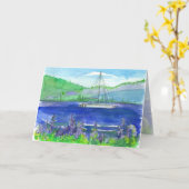 カタマランマウンテンレイクウォーターカラーハッピーバースデー カード (黄色い花)