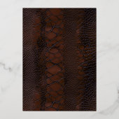 カタムケスキンレザービクトリアンブラウンブルー結婚ズ 箔招待状 (裏面)