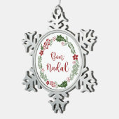 カタランメリークリスマスリースボンナダル スノーフレークピューターオーナメント (右)