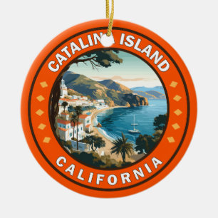 カタリナアイランドカリフォルニアトラベルアートバッジ セラミックオーナメント