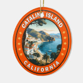 カタリナアイランドカリフォルニアトラベルアートバッジ セラミックオーナメント (左)