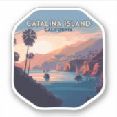 カタリナアイランドカリフォルニアボーツサンセットレトロ シール (正面)