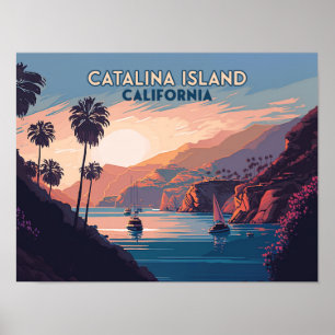 カタリナアイランドカリフォルニアボーツサンセットレトロ ポスター