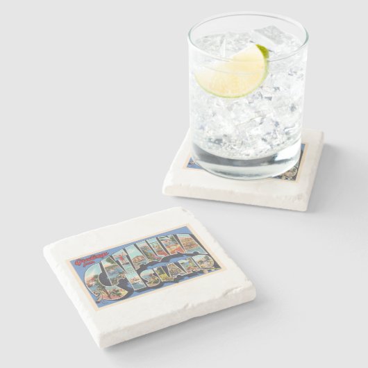 カタリナアイランドカリフォルニアラージレター ストーンコースター (横)