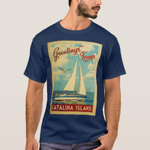 カタリナアイランドヴィンテージトラベルセーリングボート Tシャツ