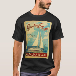カタリナアイランドヴィンテージトラベルセーリングボート Tシャツ
