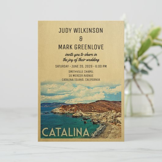 カタリナアイランド結婚式招待状ヴィンテージ 招待状 (スタンド正面)