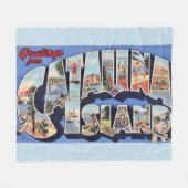 カタリナ島のご挨拶 フリースブランケット (正面(横))