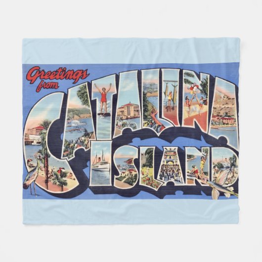 カタリナ島のご挨拶  フリースブランケット (正面(横))
