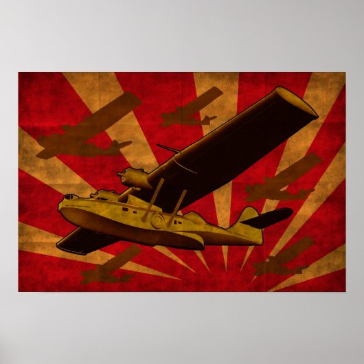カタリナ飛んでいるボートシー飛行機レトロポスター ポスター (正面)