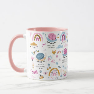 カタリ前向きル考えズ,ピンクコーヒーマグ, 11oz マグカップ