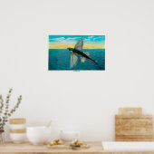 カタリ飛んでいるナ島で魚 ポスター (キッチン)