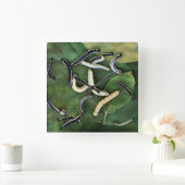 カタルパワームズお気に入りのナマズの餌芸術 スクエア壁時計 (ホーム)