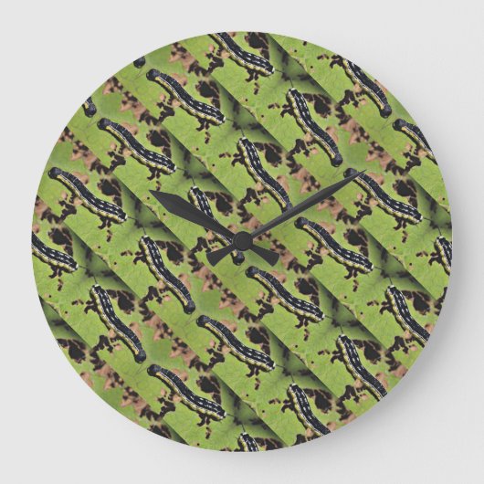 カタルパワーム迷彩柄ナマズ魚釣り ラージ壁時計 (正面)