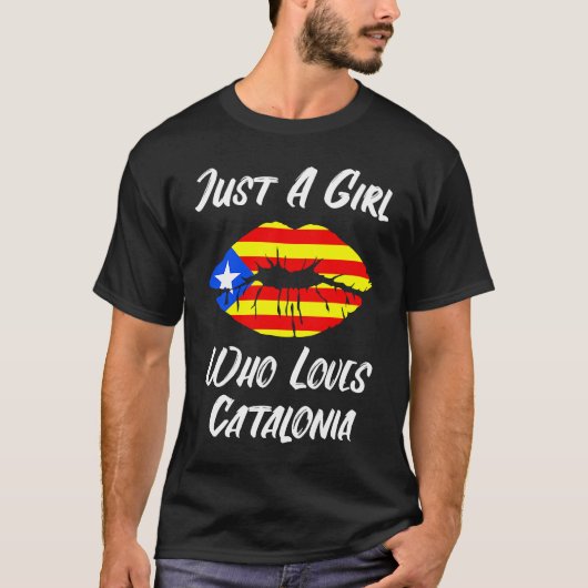 カタルーニャの旗を愛する唇と口 Tシャツ (正面)