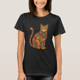 カタルーニャ・モザイクのネコの眼の胸部装飾 Tシャツ