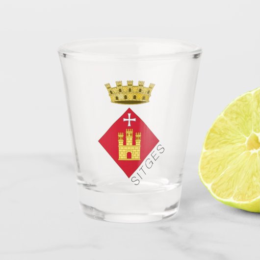 カタルーニャ(ESP)腕のシッチコート ショットグラス (正面)