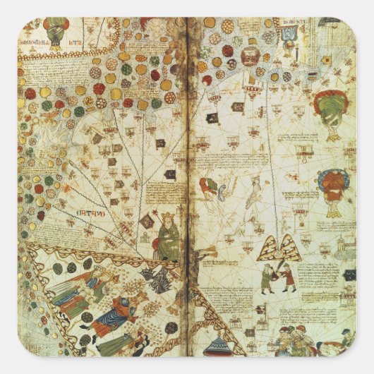 カタロニアの世界地図からの詳細 スクエアシール (正面)